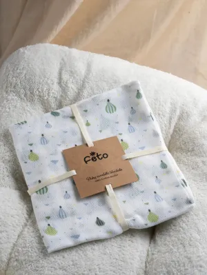 FETO COTTON MUSLIN SWADLE WRAP - GREEN BALLOON