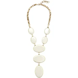 HANDENAMLED OVAL NECKLACE IN WHITE