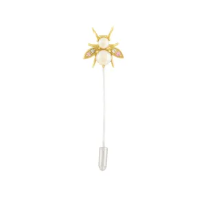 Jeweled Cornu Stick Pin - Pearl & Tourmaline