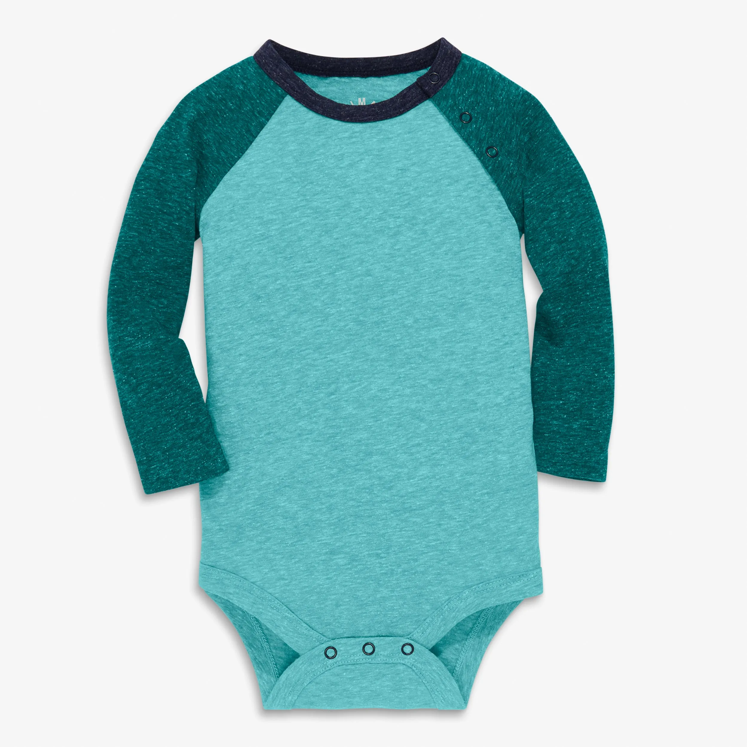 Long sleeve heathered baseball babysuit