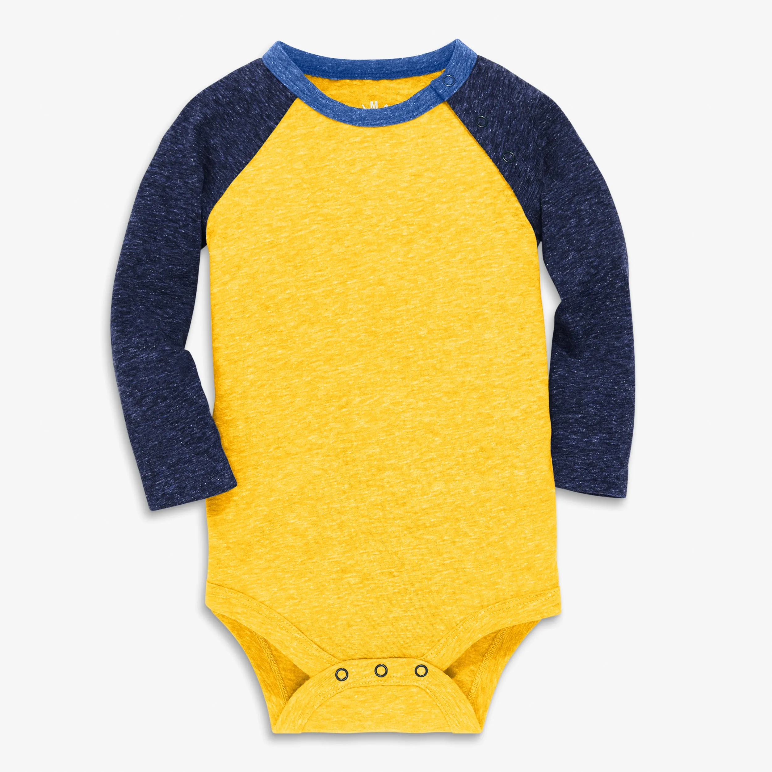 Long sleeve heathered baseball babysuit