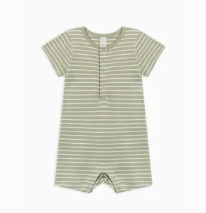 Mason Short Sleeve Romper - Davis Stripe / Mint