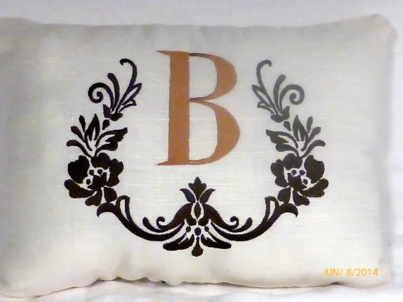 Monogrammed Pillow, Decorative Embroidered Pillow