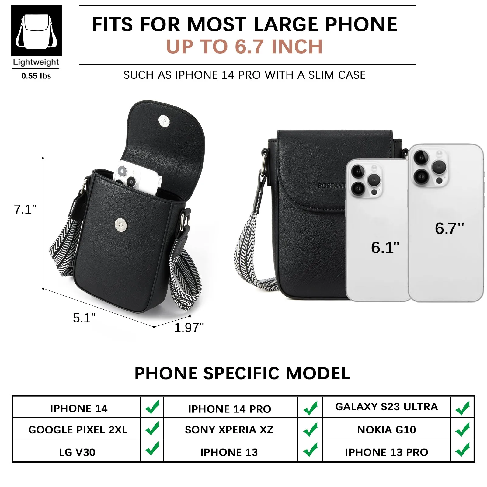 Phone Crossbody Bag - Magnetic Front Flap