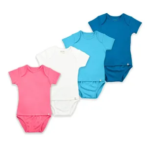 Rainbow Safari Baby Easyeo Rompers 4 Pc Bundle (Pink)