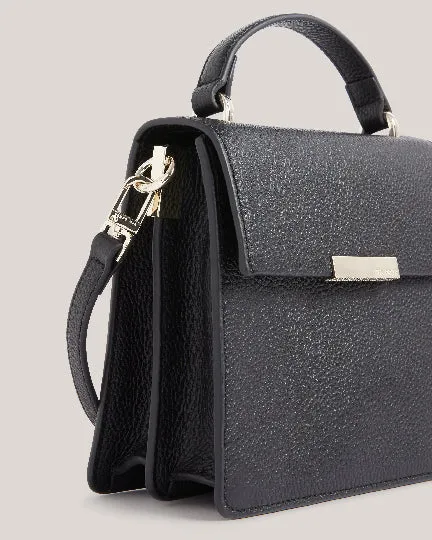 Roselii Bar Detail Medium Top Handle Bag Black