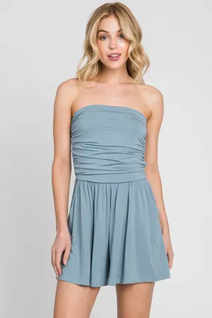 Sally Shirring Romper (Ash Blue)