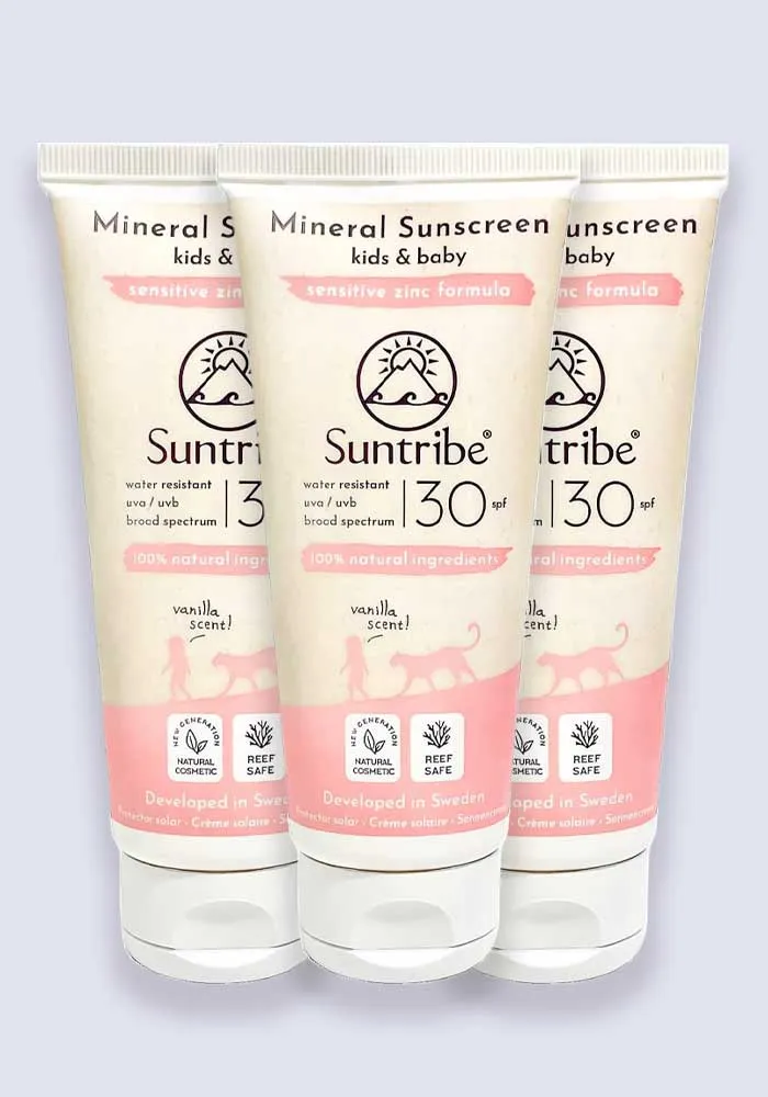 Suntribe Baby & Kids Natural Mineral Sunscreen Lotion SPF 30 100ml - 3 Pack Saver