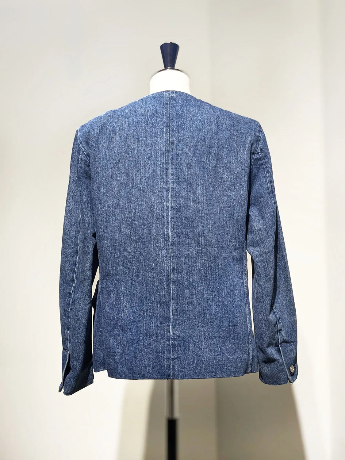 No Collar Tanaka ST-127NC Jean Jacket for Men - Stylish and Contemporary Design - Blue