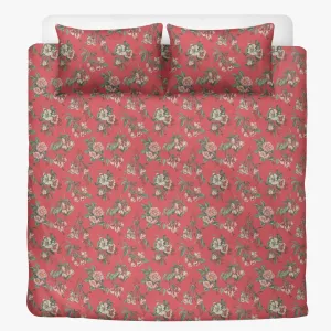 Vampire Art 3-Piece Retro Polyester Bedding Set - Romantic Traditional Red Florals